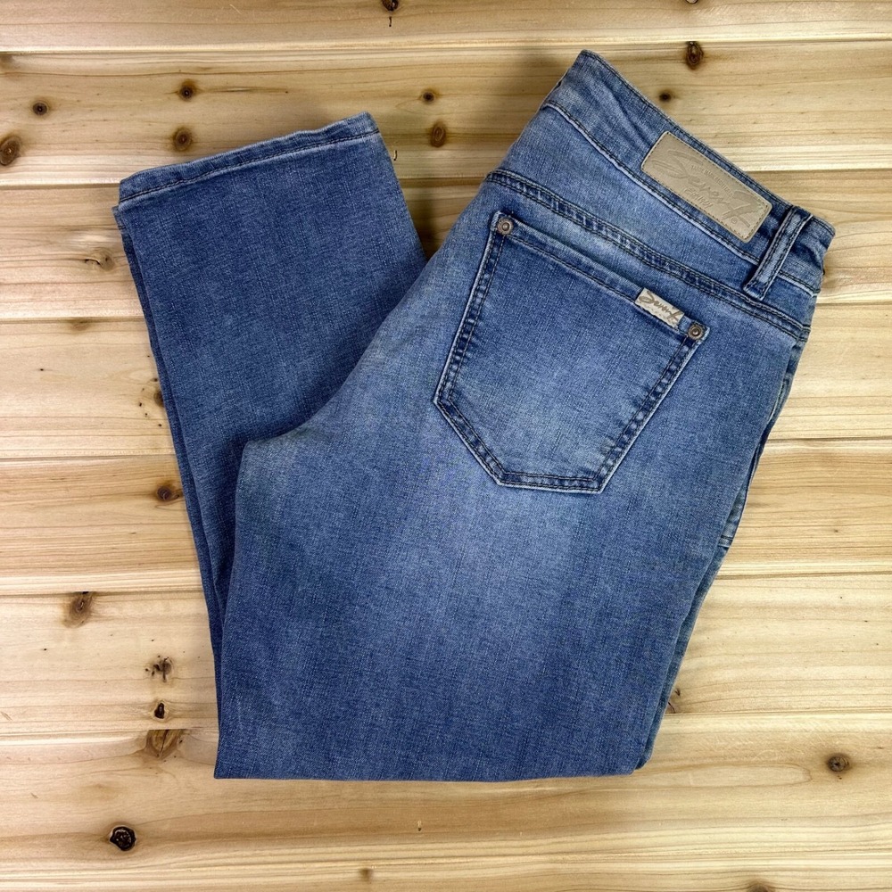 Seven7 Jeans Womens 8 Girlfriend Mid Rise Cropped Capri Denim Blue Jeans - Picture 2 of 12